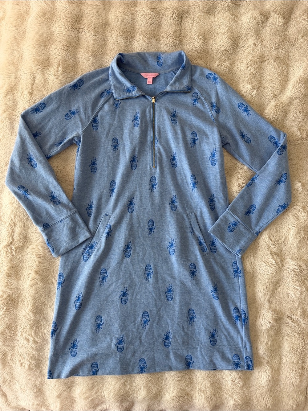 Kids Blue Pineapple Print Swim Cover-Up with Zip